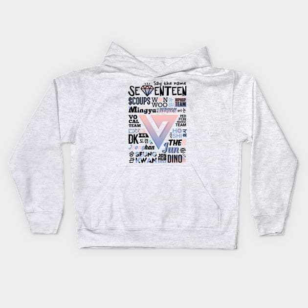 SEVENTEEN FONT COLLAGE 2 Kids Hoodie by skeletonvenus